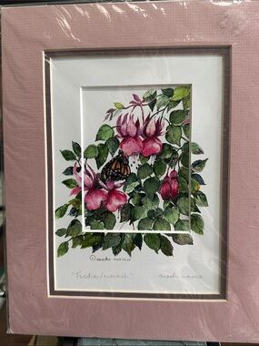Fuchsia Botanical Print in Pink Mat